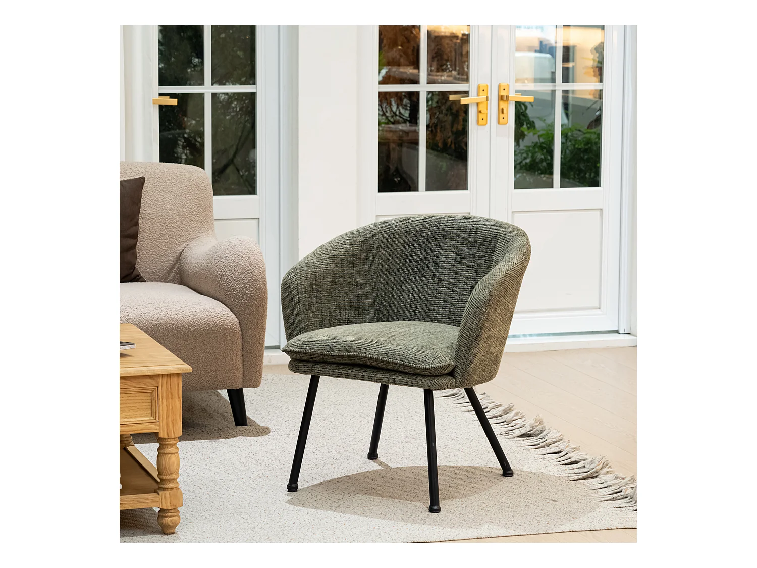 Chaises de salle à manger en tissu scandinave,DIXIER FABRIC GREEN