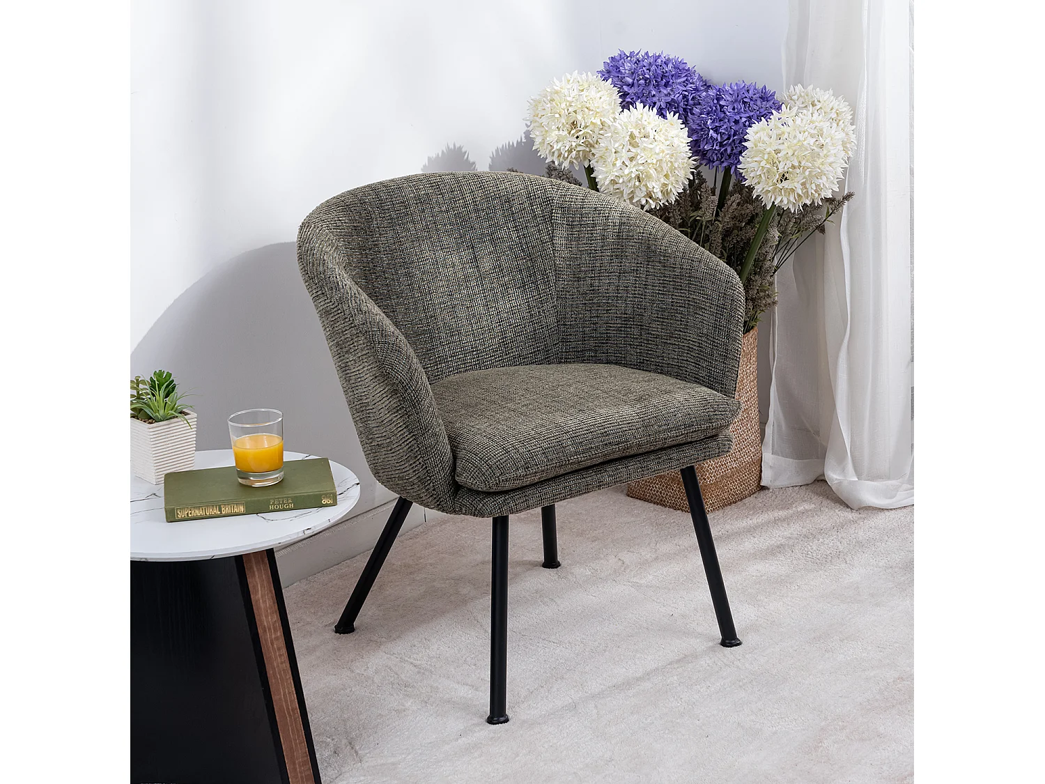 Chaises de salle à manger en tissu scandinave,DIXIER FABRIC GREEN