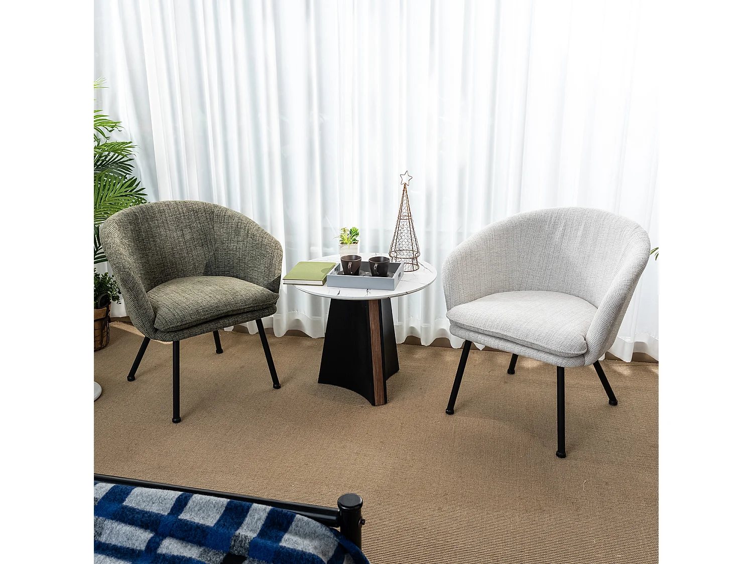 Chaises de salle à manger en tissu scandinave,DIXIER FABRIC GREEN