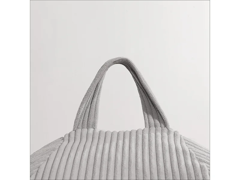 Pouf poire déhoussable velours côtelé - 120x100 cm gris clair