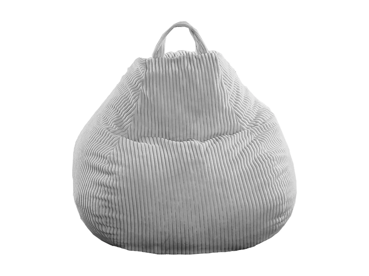 Lichtgrijs peervormige ribfluwelen poef 120 x 100 cm