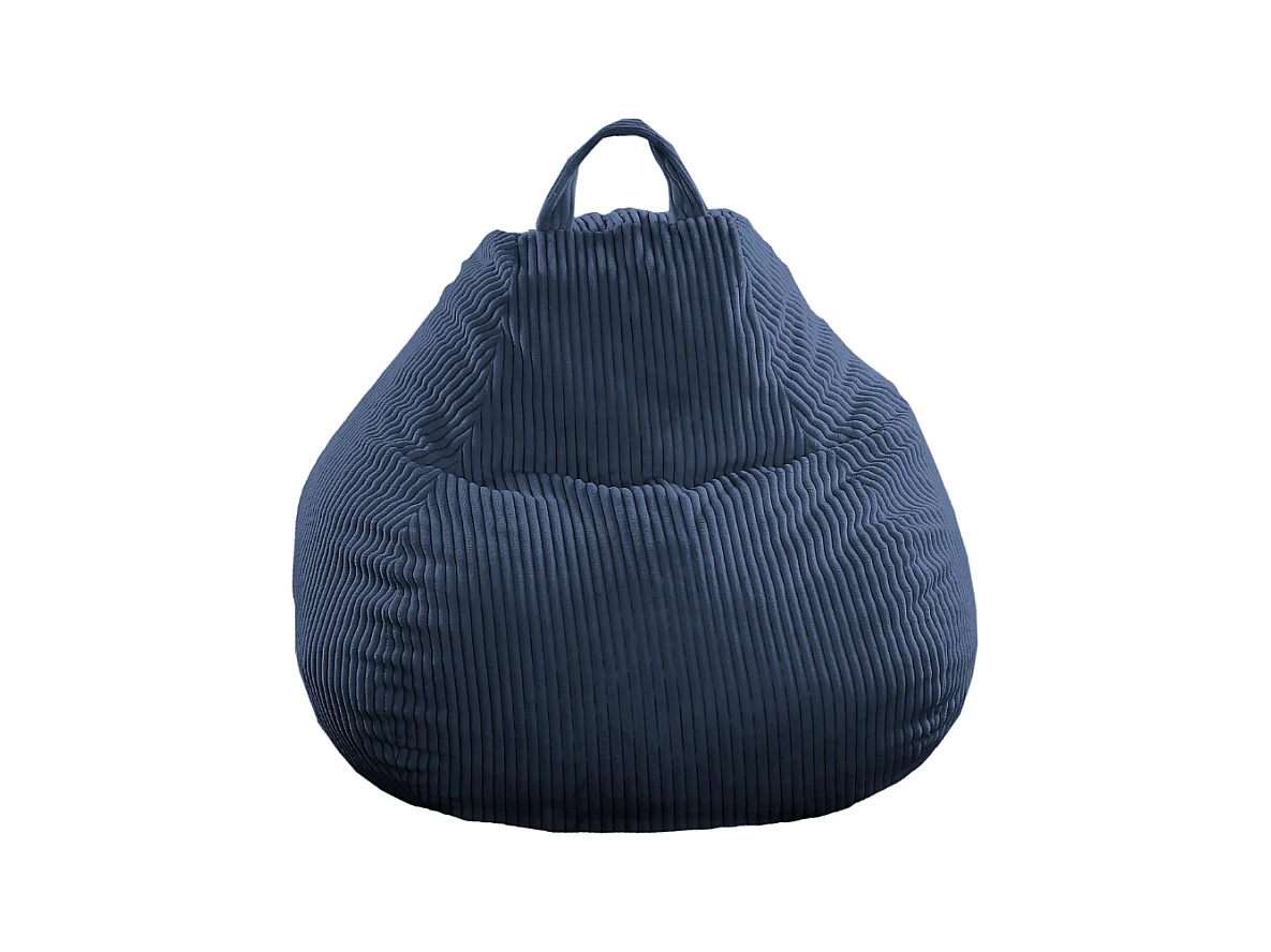 Donkerblauw peervormige ribfluwelen poef 80 x 70 cm