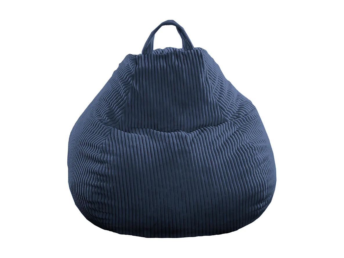 Donkerblauw peervormige ribfluwelen poef 80 x 70 cm