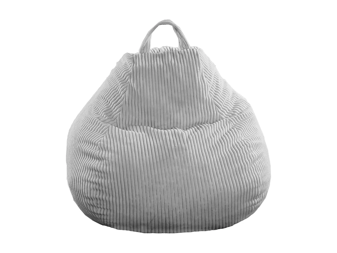 Lichtgrijs peervormige ribfluwelen poef 80 x 70 cm