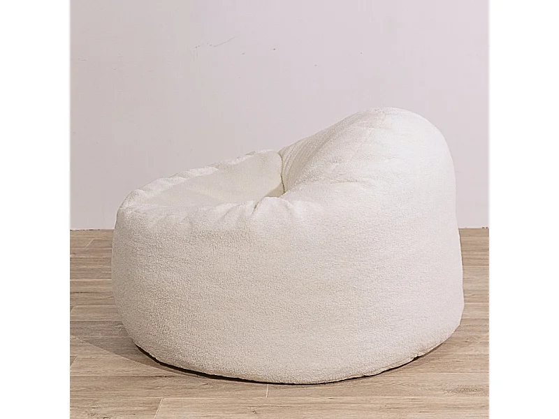 Pouf bouclette blanc 100 cm