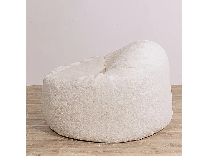 Pouf bouclette blanc 100 cm