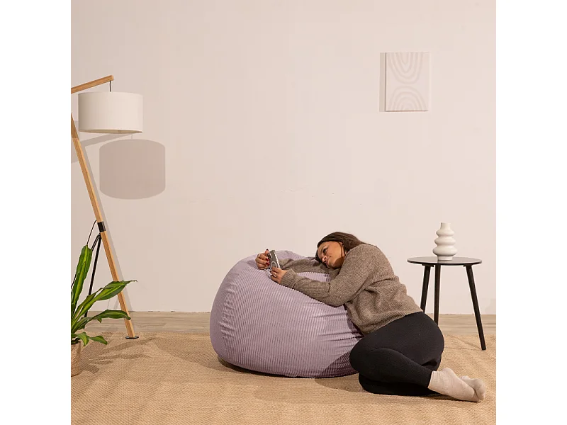 Parma viooltje peervormige ribfluwelen poef 80 x 70 cm