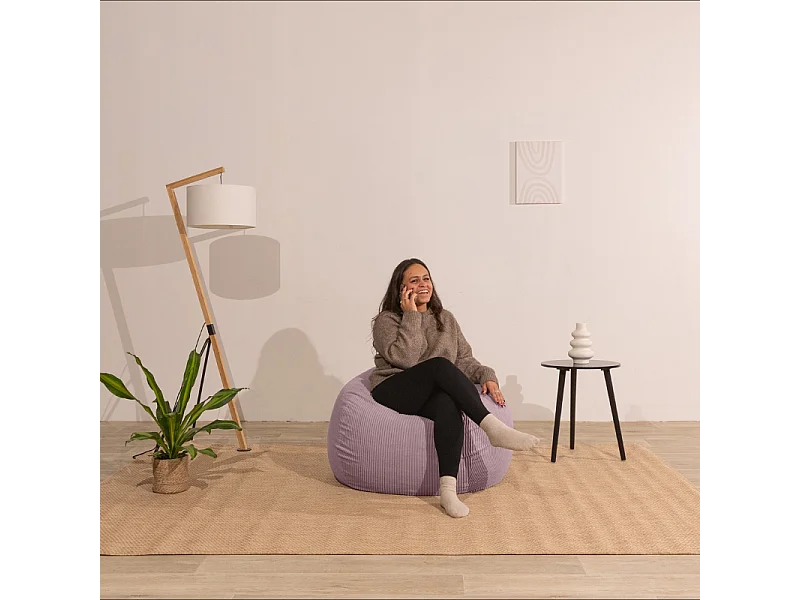 Parma viooltje peervormige ribfluwelen poef 80 x 70 cm