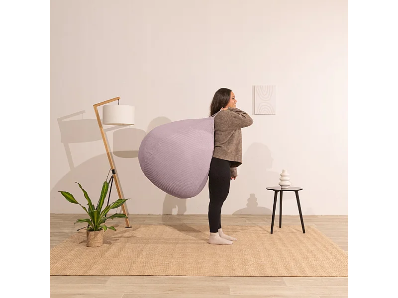 Parma viooltje peervormige ribfluwelen poef 80 x 70 cm