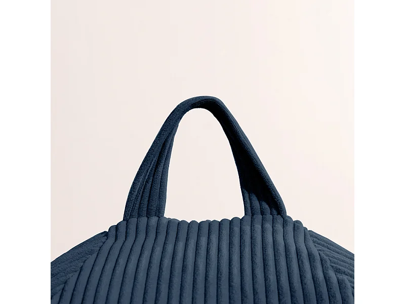 Donkerblauw peervormige ribfluwelen poef 105 x 85 cm