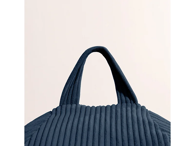 Donkerblauw peervormige ribfluwelen poef 105 x 85 cm