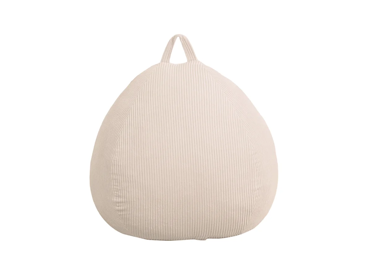 Beige peervormige ribfluwelen poef 105 x 85 cm