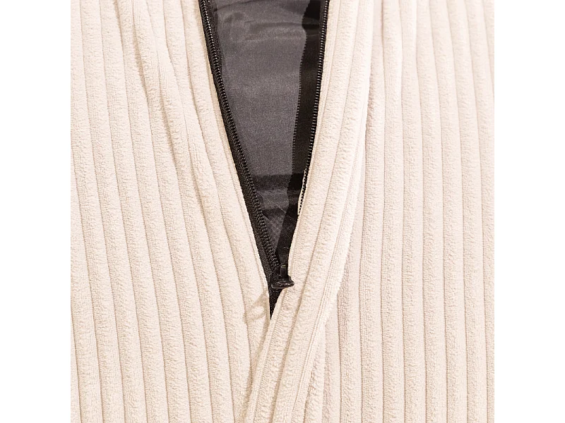 Beige peervormige ribfluwelen poef 105 x 85 cm