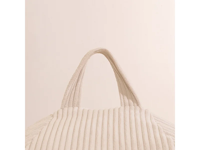 Beige peervormige ribfluwelen poef 105 x 85 cm