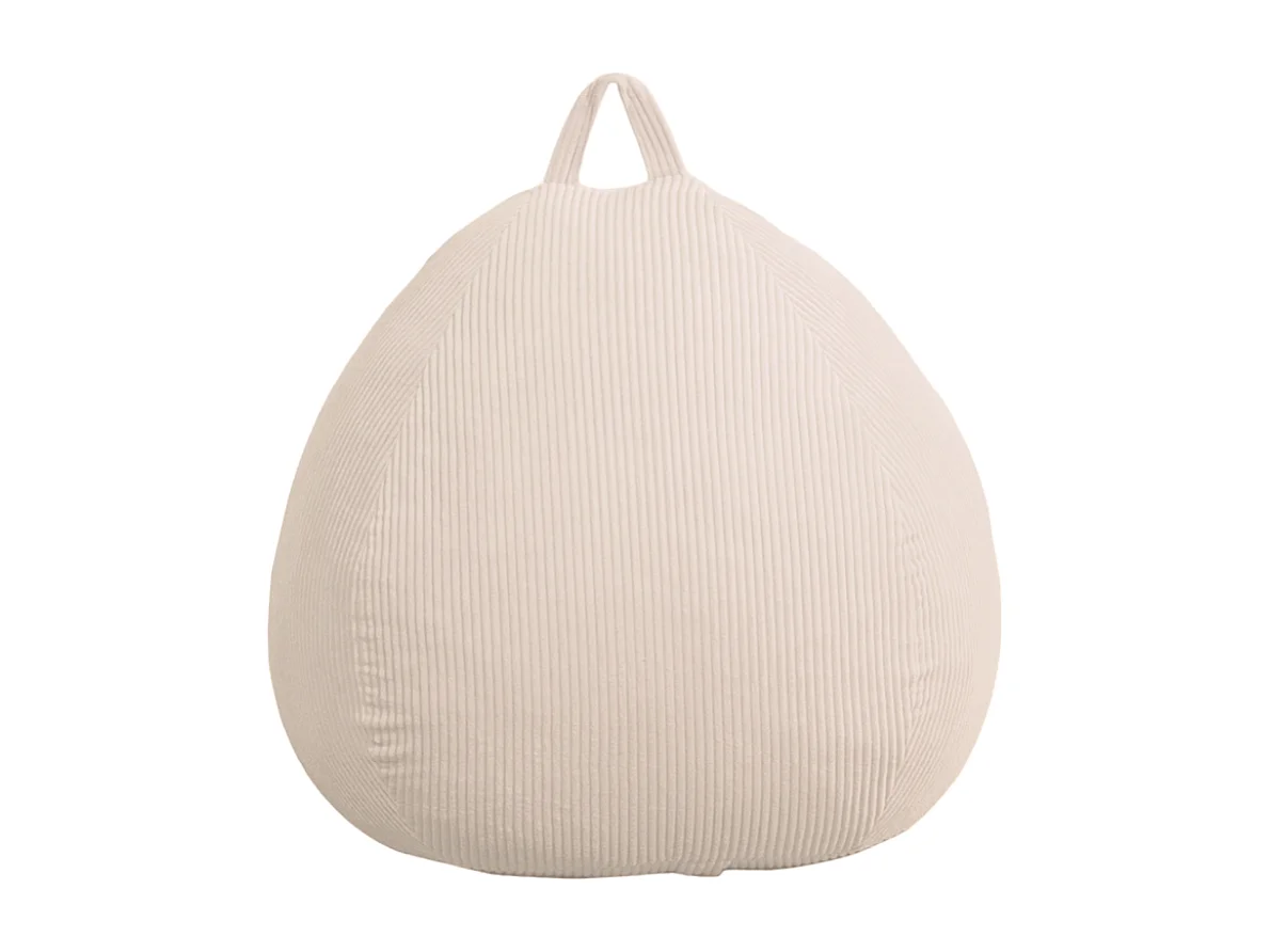 Beige peervormige ribfluwelen poef 105 x 85 cm