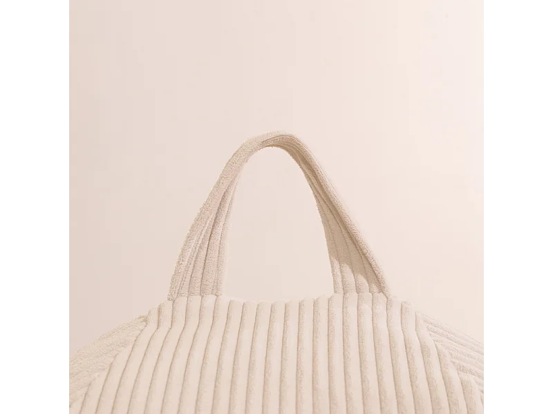 Beige peervormige ribfluwelen poef 105 x 85 cm