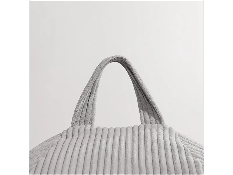 Pouf poire déhoussable velours côtelé - 105x85 cm gris clair