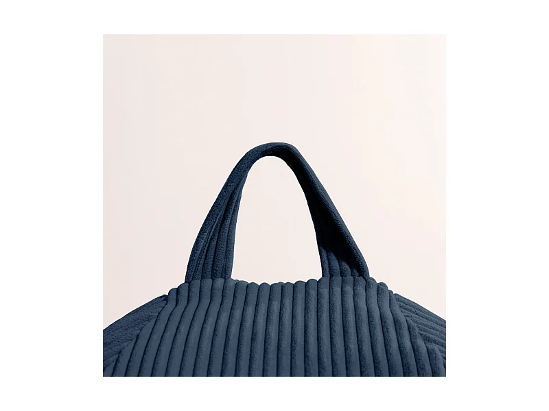 Donkerblauw peervormige ribfluwelen poef 120 x 100 cm