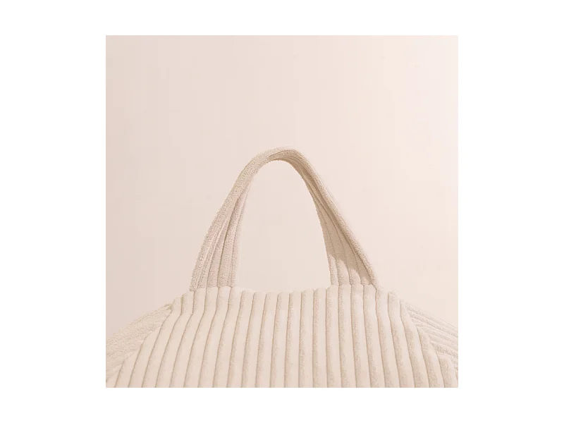Beige peervormige ribfluwelen poef 120 x 100 cm
