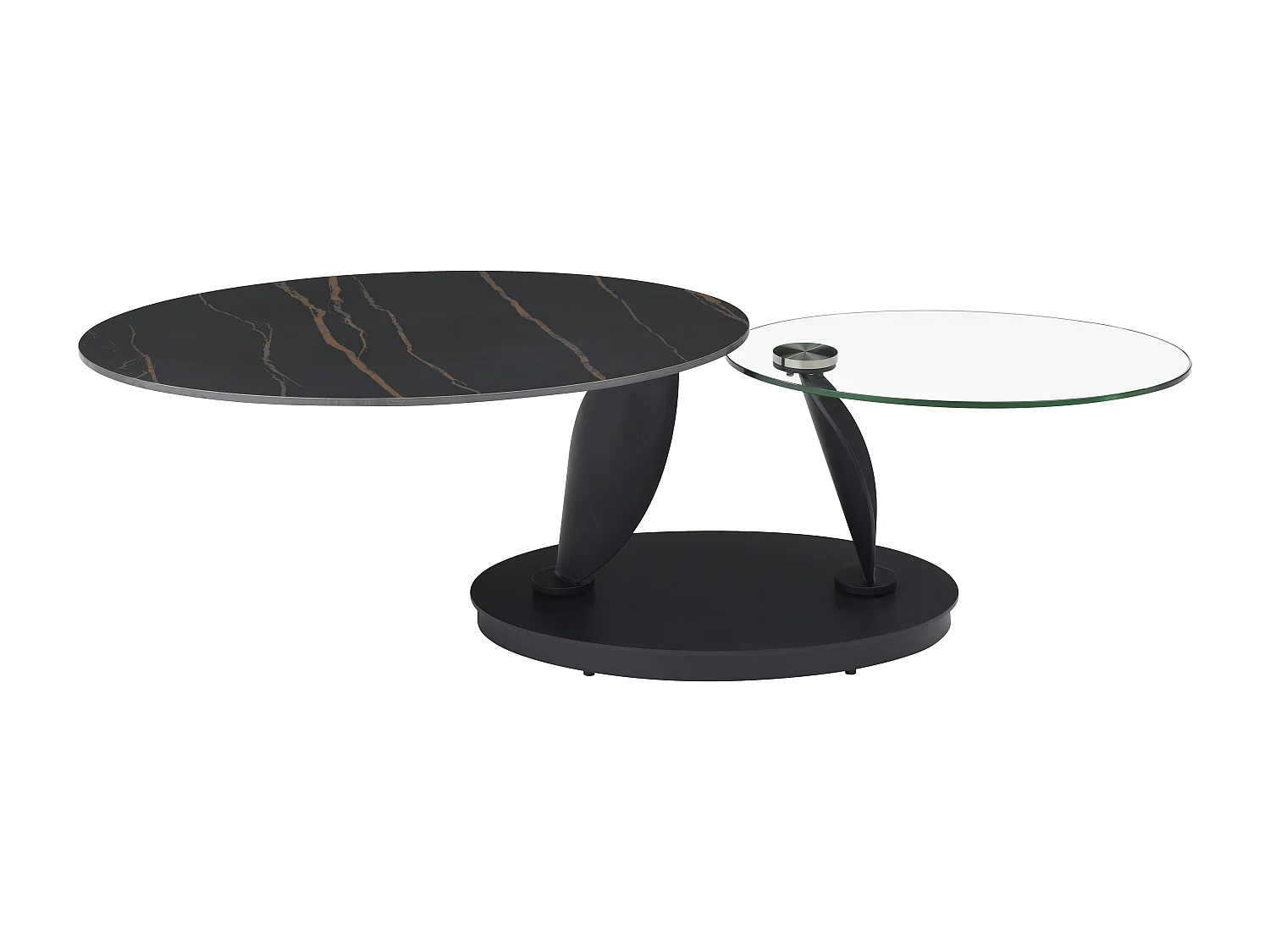 Couchtisch mit drehbaren Tischplatten - Keramik, Sicherheitsglas & Metall - Marmor-Optik Schwarz - MANEYA von Maison Céphy