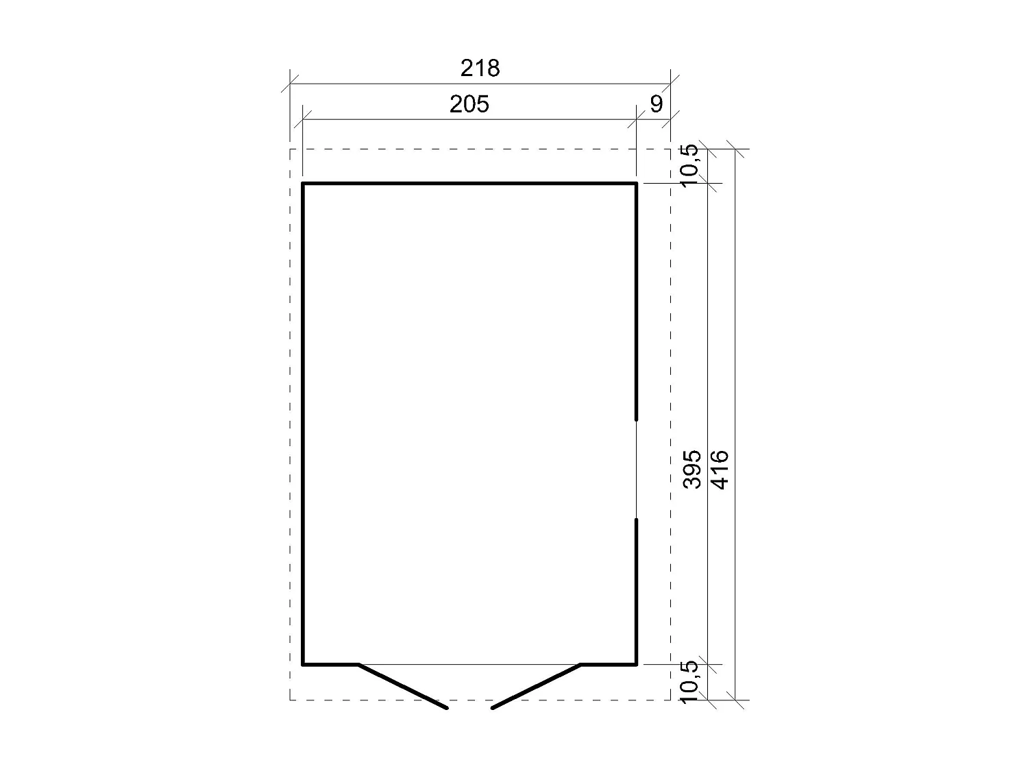 Holz gartenschuppen (mit seitenwand) mit imprägniertem boden - H244x216x416 cm / 8 m² - M340A+M340G