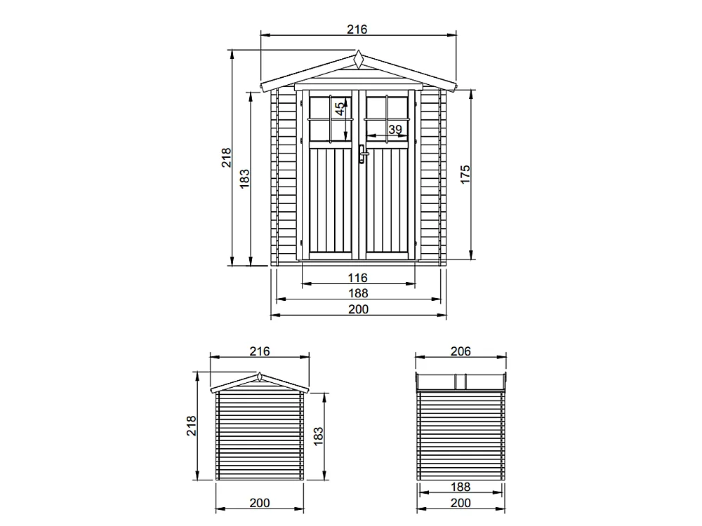 Abri de jardin en bois avec sol traité porte verrouillable de haute qualité -  3.53 m2 - M343F+M343G