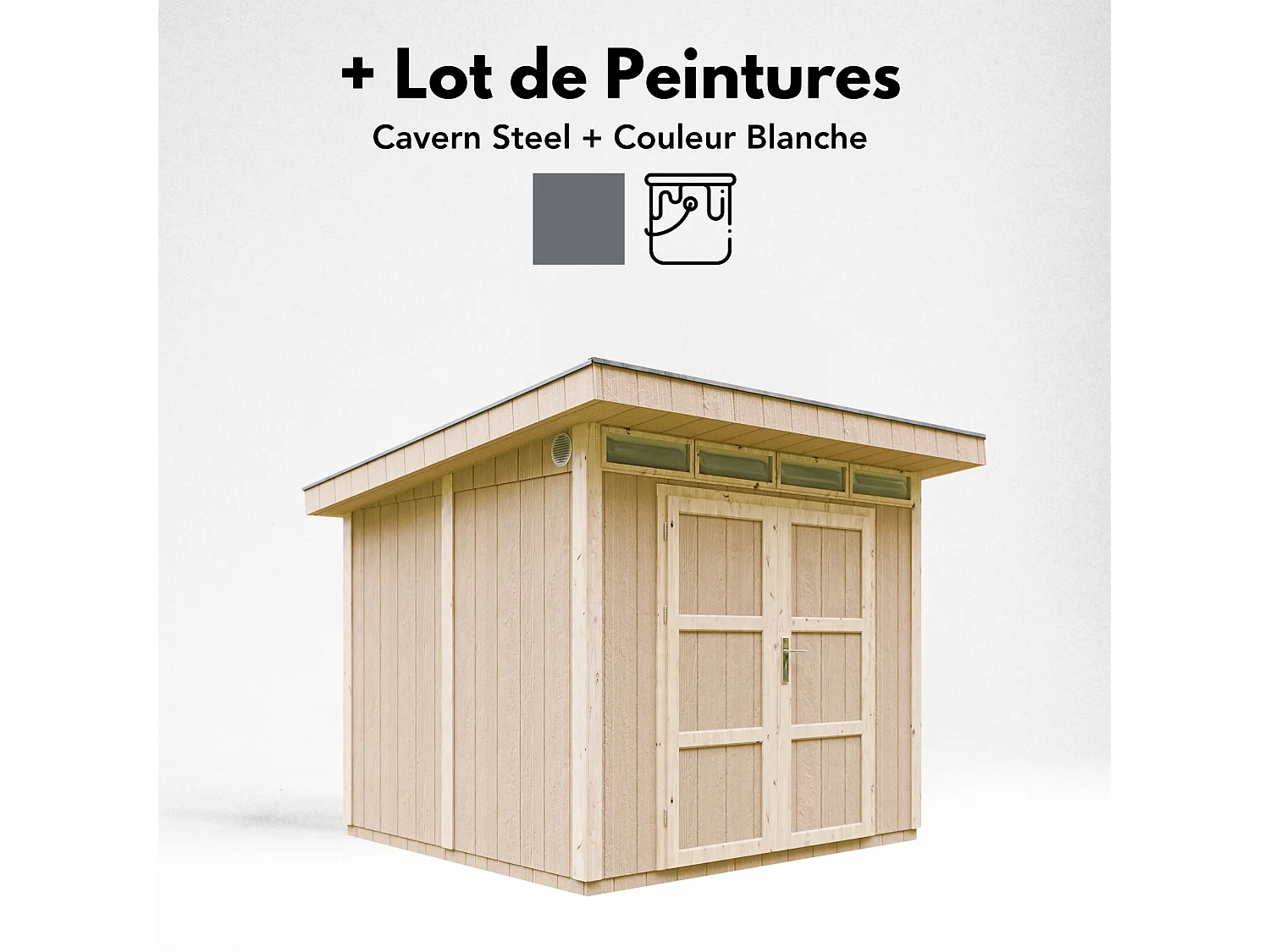 Gartenhaus premium qualität mit boden und bitumenfliesen - 5.9m² / B279xL293xH239 cm - M903A-CAVERN STEEL