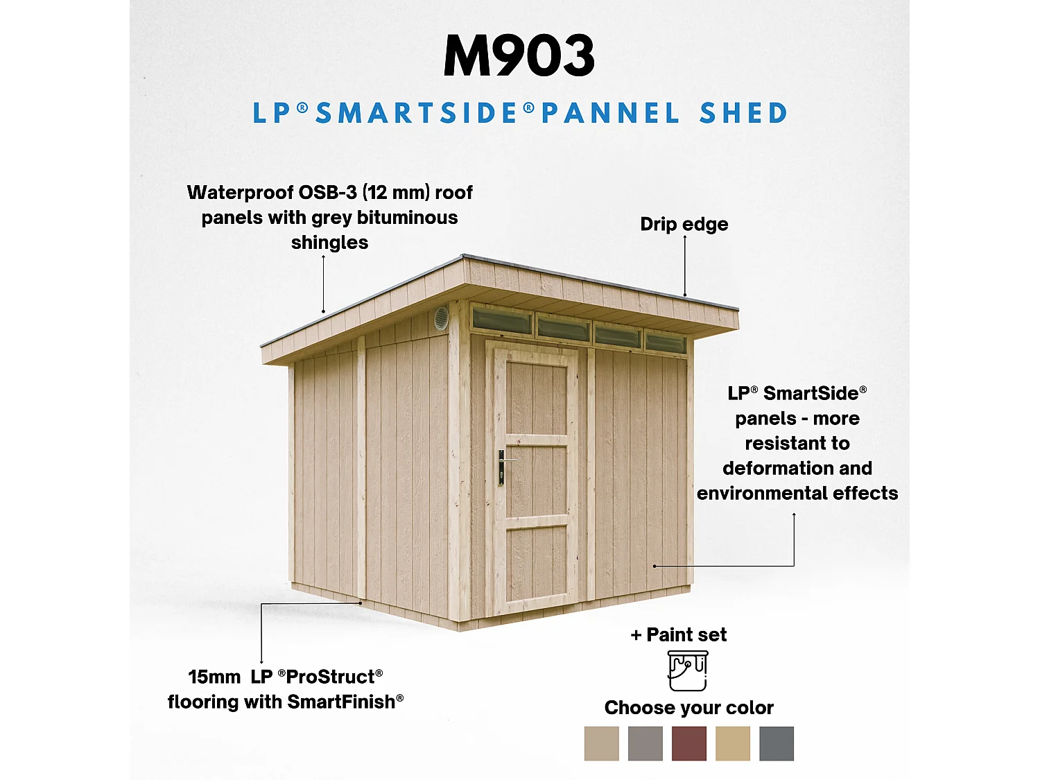 Abri de Jardin Qualité Premium 6m² /L294xL279xH237 cm - Timbela M903-REDWOOD RED