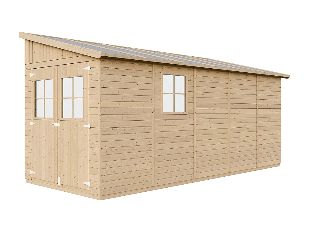 Abri de jardin en bois (sans paroi latérale) plus les planchers imprégné - 10 m2 - M341+M341G