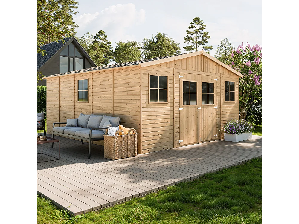 Abri de jardin en bois - H246x418x522 cm/20 m² - M333