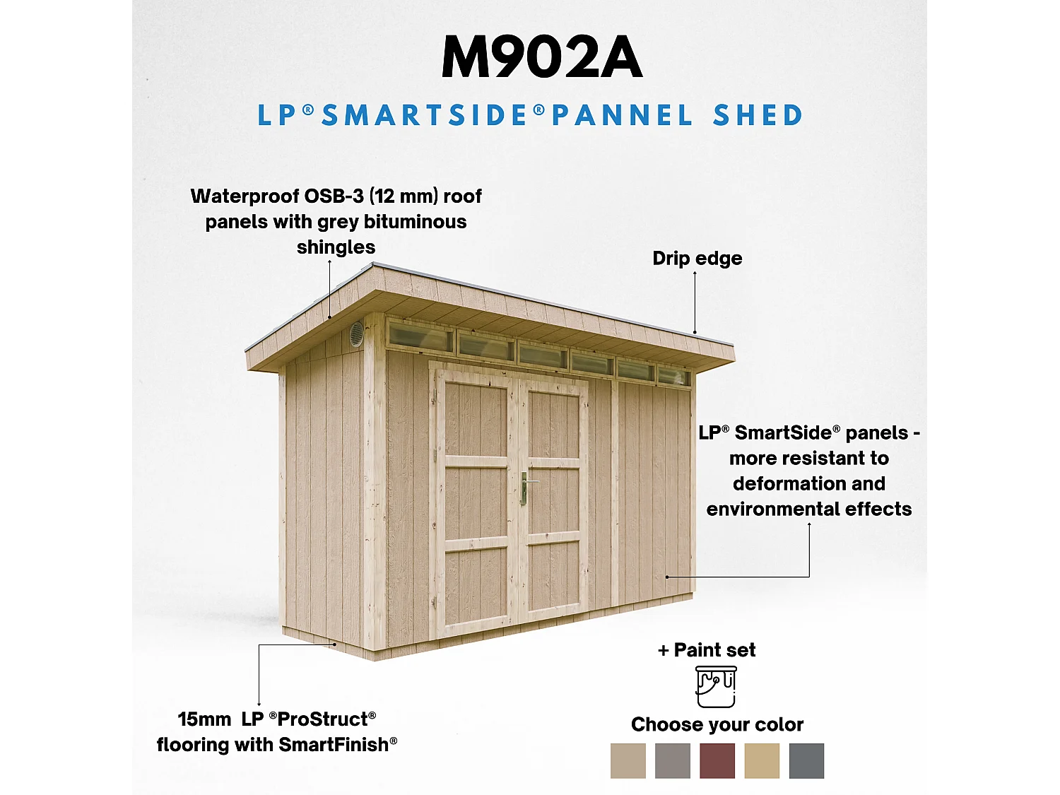 Abri de Jardin Qualité Premium 4m² /L161xL412xH239 cm - Timbela M902-HARVEST HONEY