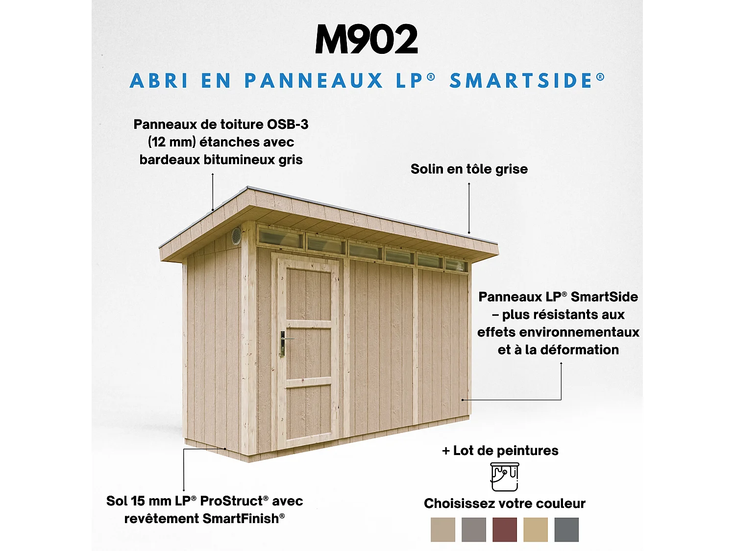 Tuinhuis op houtbasis - LP SmartSide - 4m² / L161xL412xH239 cm - M902-HARVEST HONEY