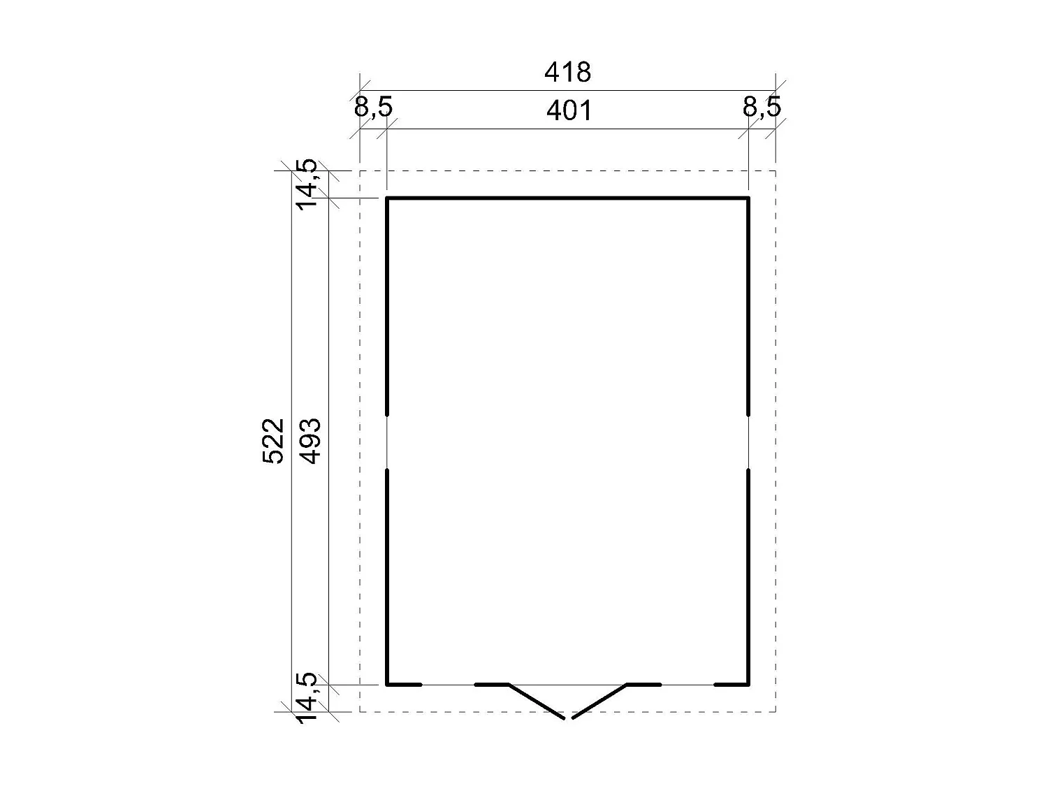 Abri de jardin en bois avec les planchers imprégné - H246x418x522 cm/20 m²- M333 +M333G