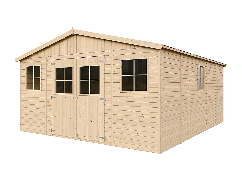 Cobertizo de madera con suelo tratado - A246x418x522 cm / 20 m² - M333+M333G