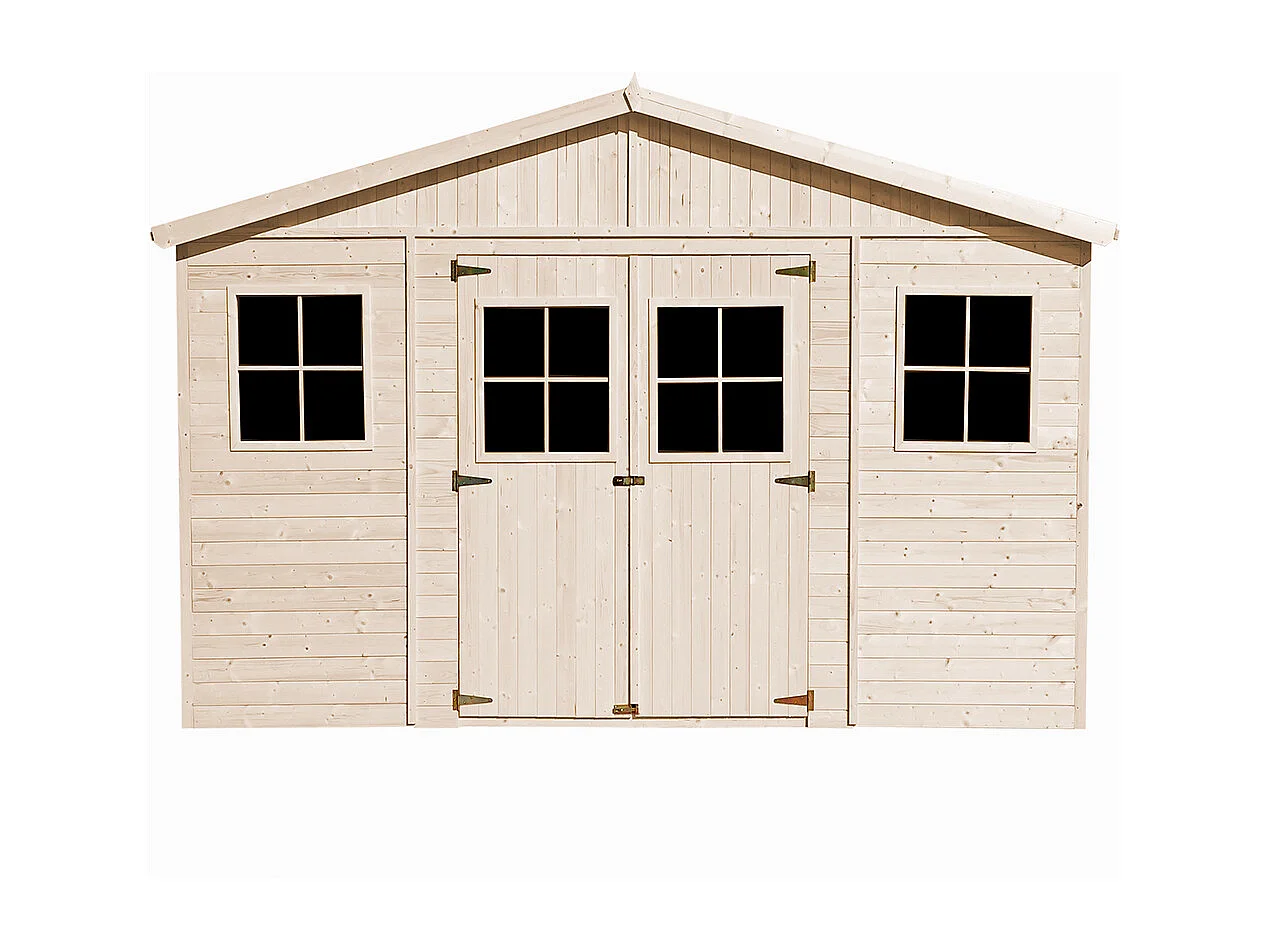 Holz Gartenschuppen MIT IMPRÄGNIERTEM BODEN - H246 x 418 x 320 cm/ 12 m² - TIMBELA M331+331G