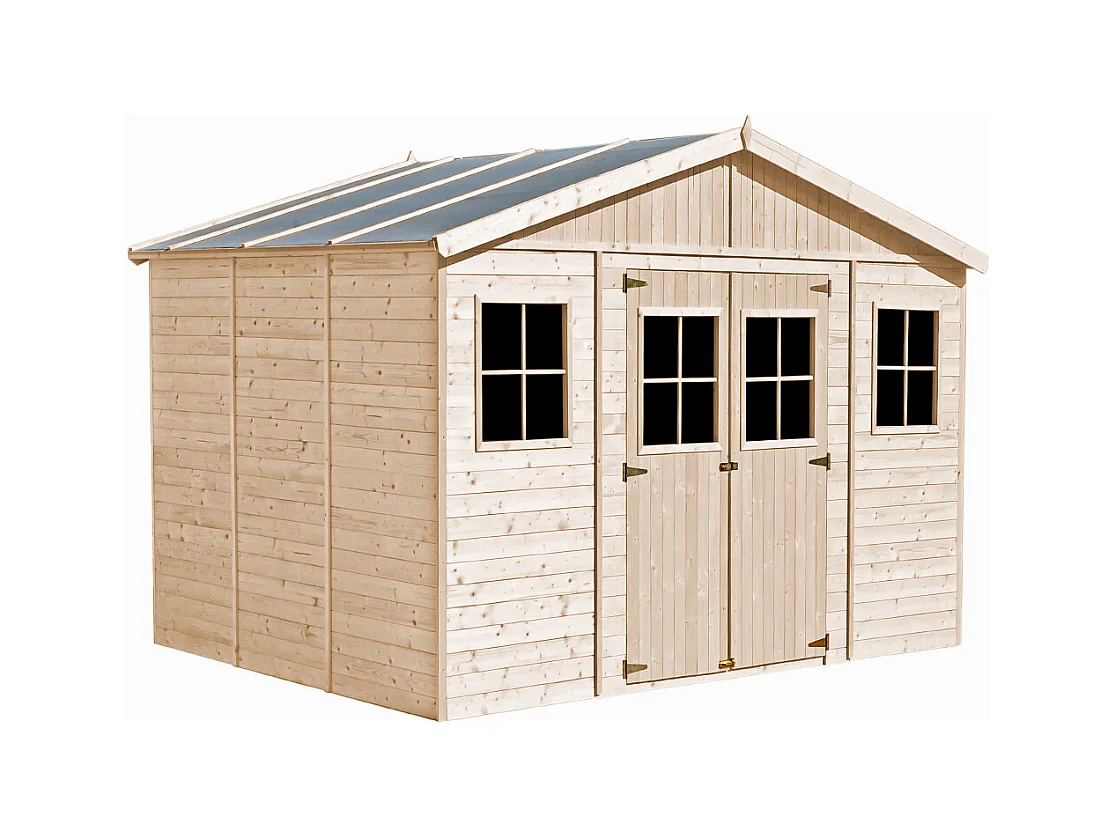 Holz Gartenschuppen MIT IMPRÄGNIERTEM BODEN - H246 x 418 x 320 cm/ 12 m² - TIMBELA M331+331G