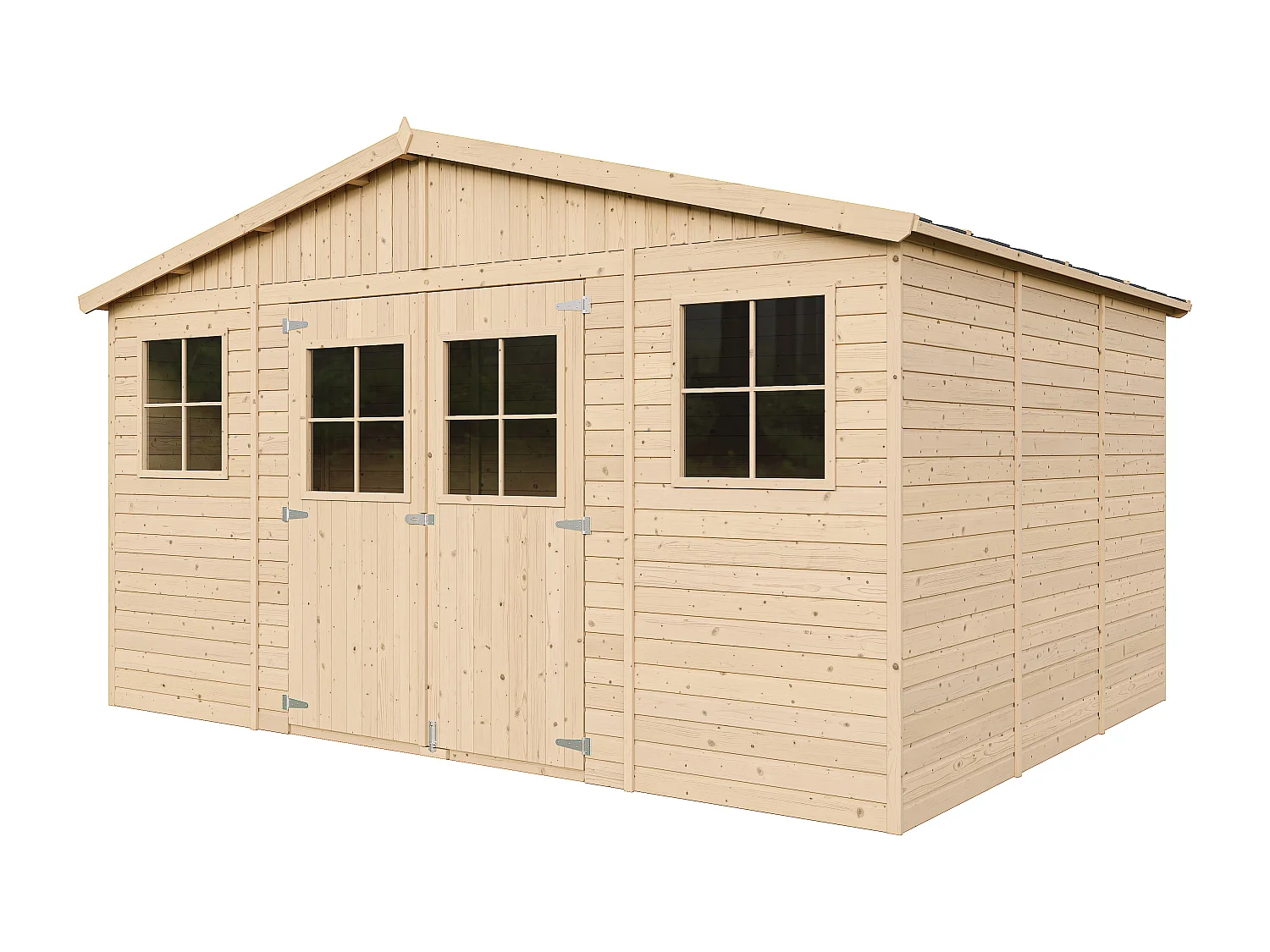 Abri de jardin en bois avec plancher imprégné - H246x418x320 cm/12 m² - M331+M331G