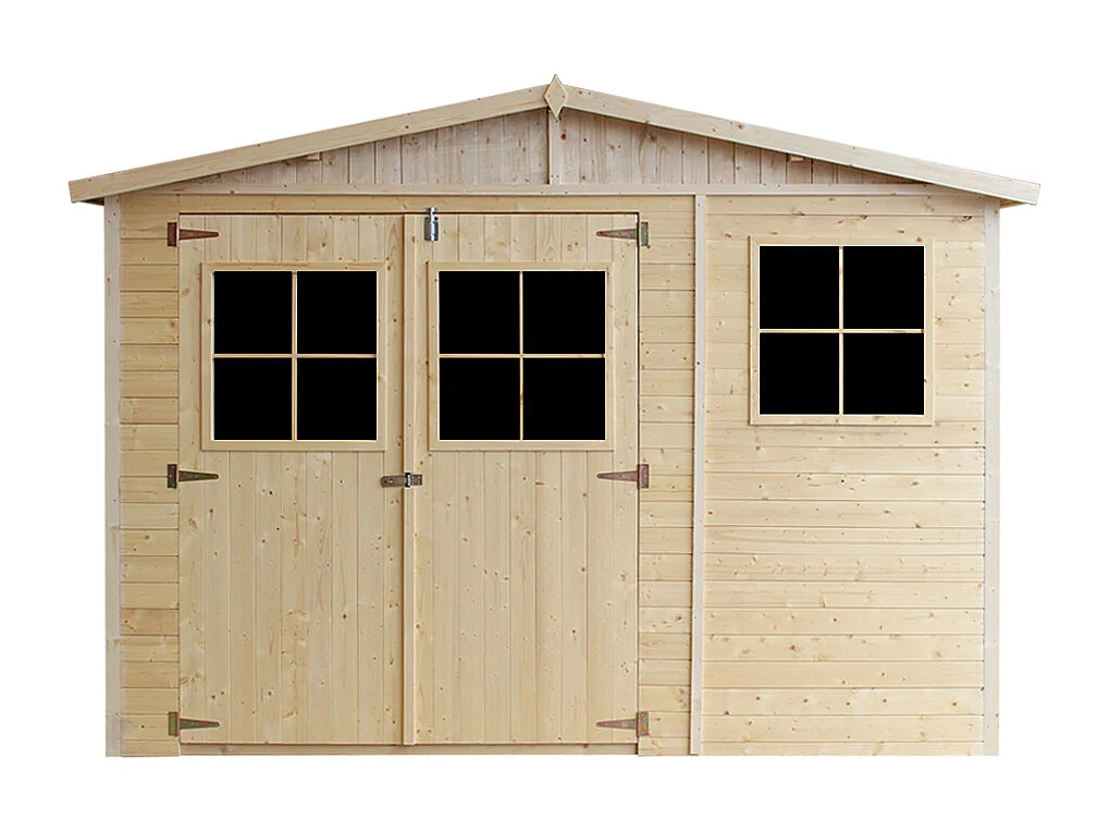 Holz Gartenschuppen MIT IMPRÄGNIERTEM BODEN - H226x418x320 cm/12 m² - TIMBELA M336+336G