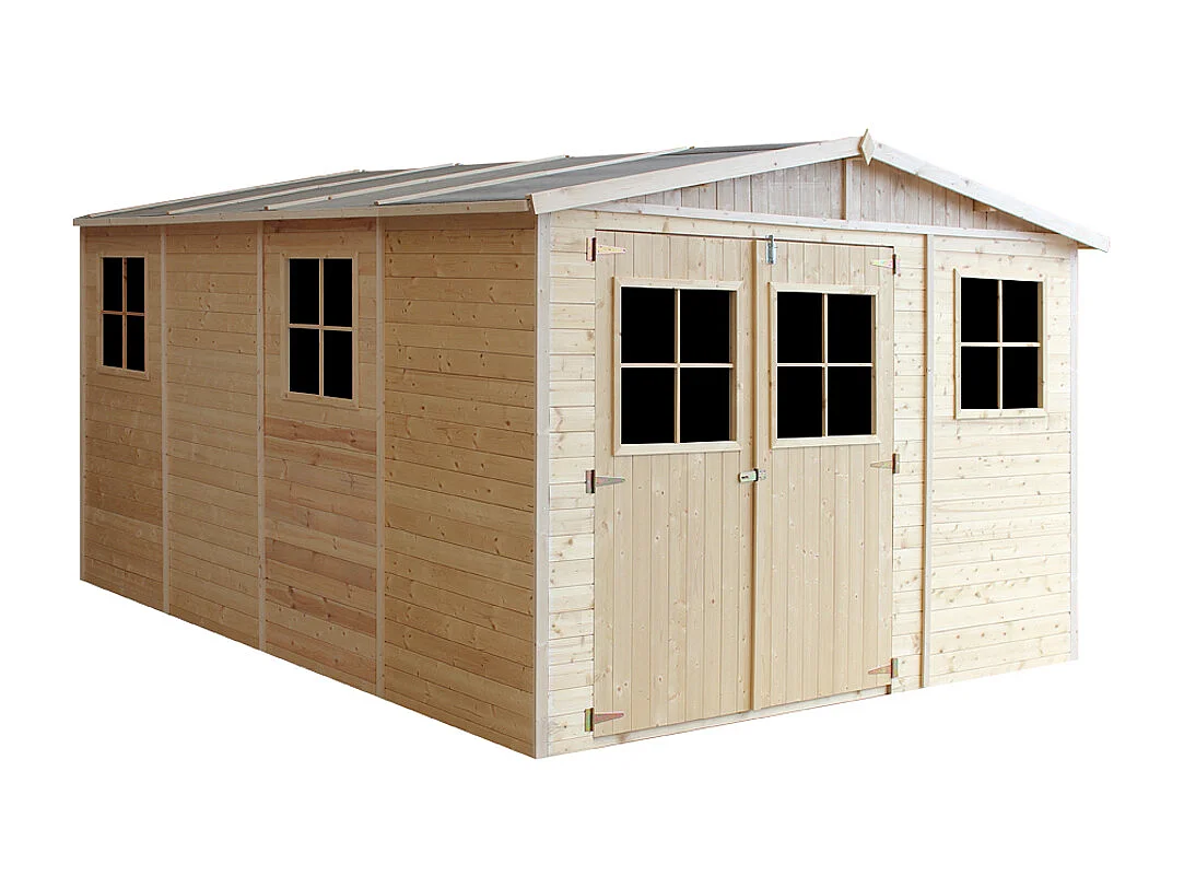 Holz Gartenschuppen MIT IMPRÄGNIERTEM BODEN - H226x418x320 cm/12 m² - TIMBELA M336+336G