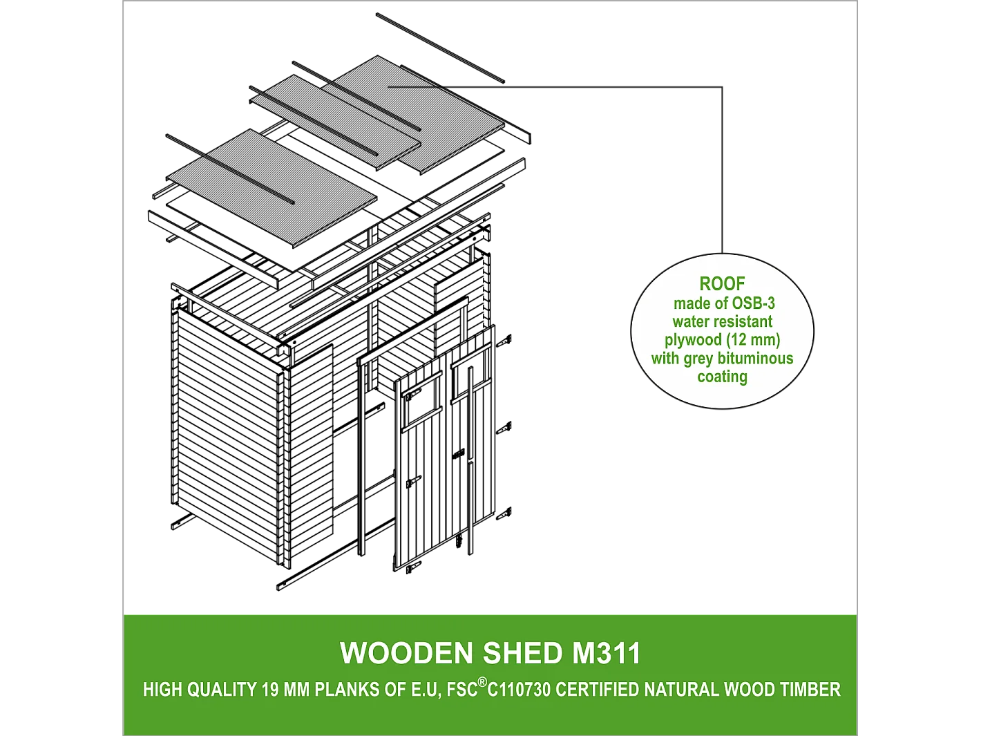 Casetta da giardino - L204xL142xA200 cm / 2.22m² - M311