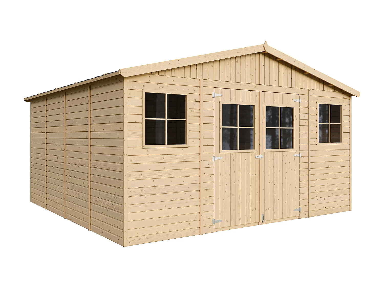 Abri de jardin en bois AVEC PLANCHER IMPRÉGNÉ - H246 x 418 x 420 cm/ 16 m² - M330+M330G