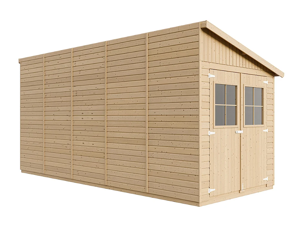 Abri de jardin en bois (avec paroi latérale) - 10 m2 - M341A