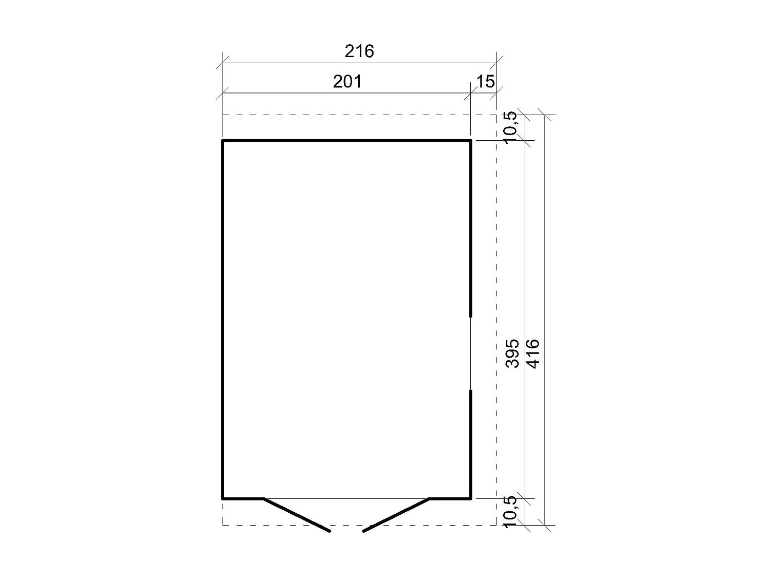 Casa da giardino in legno (senza parete laterale) - 8 m² - M340