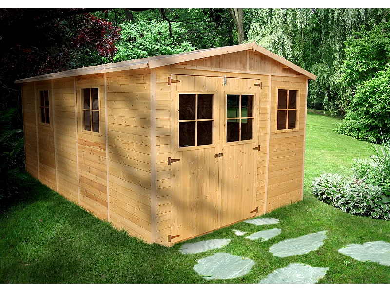 Houten tuinschuurtje met geimpregneerde vloer - 14.94 m² - M337+M337G