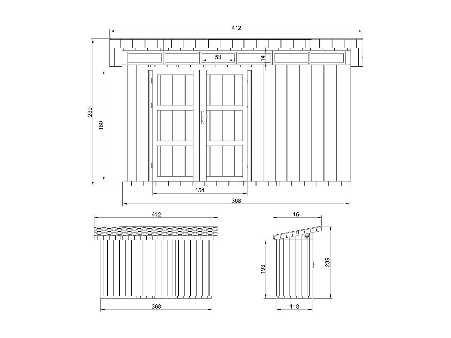 Gartenhaus premium qualität mit boden und bitumenfliesen - 4.3m² / B161xL411xH239 cm - M902A-TUNDRA GREY