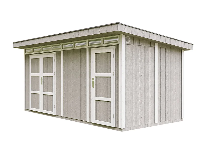 Abri de Jardin Qualité Premium 8.52+2.95 m² - Cabane de Jardin Exterieur Cabane de Jardin Exterieur - Garage Moto Exterieur Timbela M905C - TUNDRA GREY
