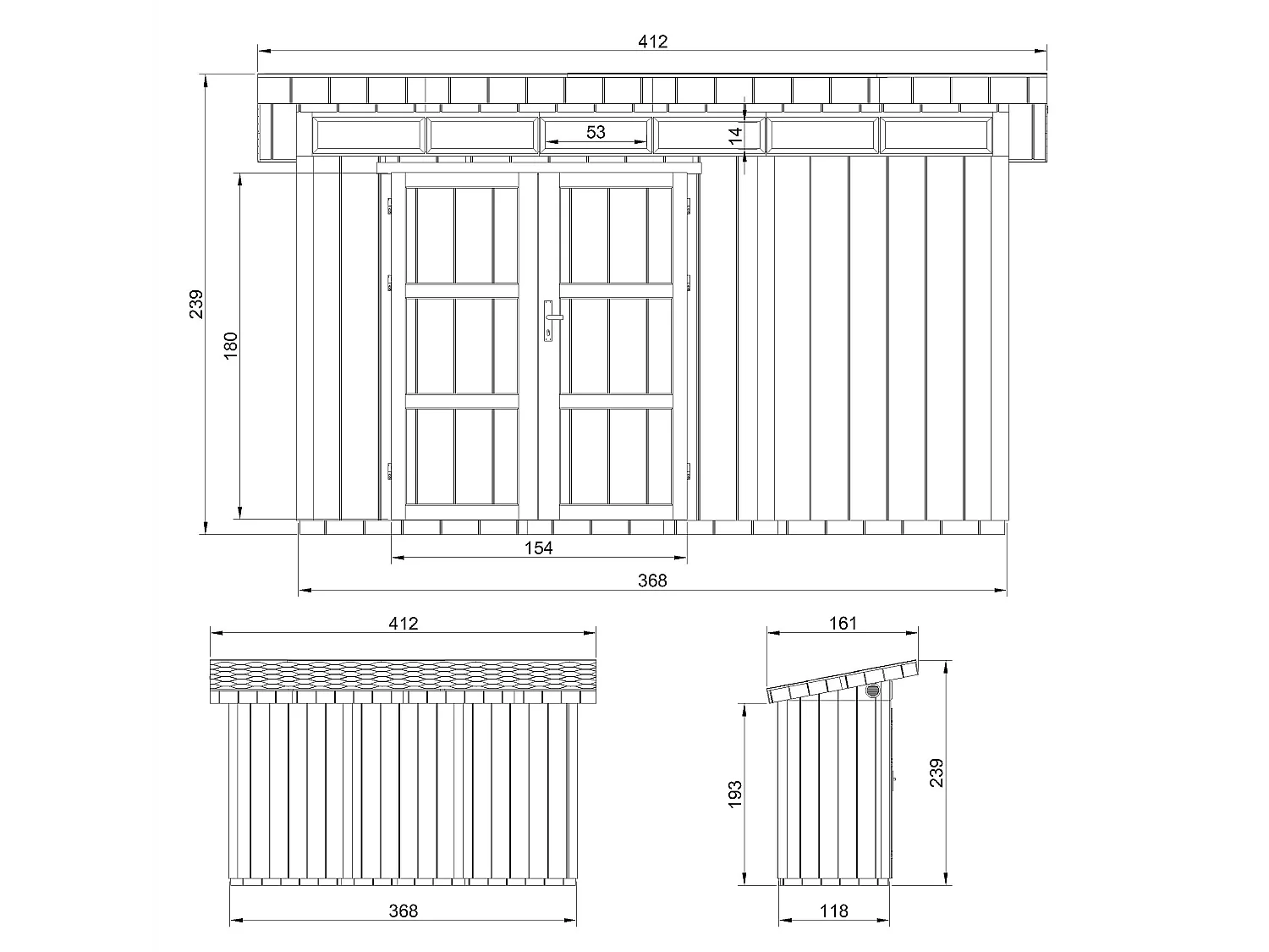 Gartenhaus Premium Qualität 4,3m² mit Boden und Bitumenfliesen - Geräteschuppen B161xL411xH239 cm - Gartenhütte TIMBELA M902A - REDWOOD RED