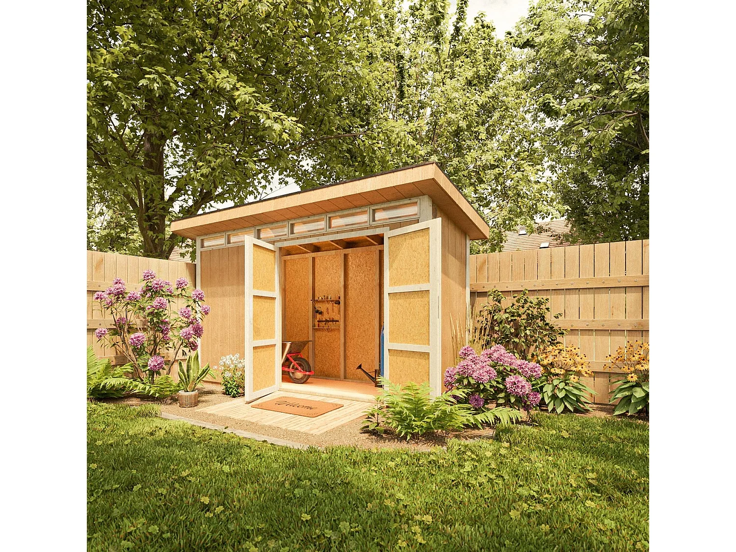 Abri de jardin qualité premium - 4m² /L161xL412xH239 cm - M902A-REDWOOD RED