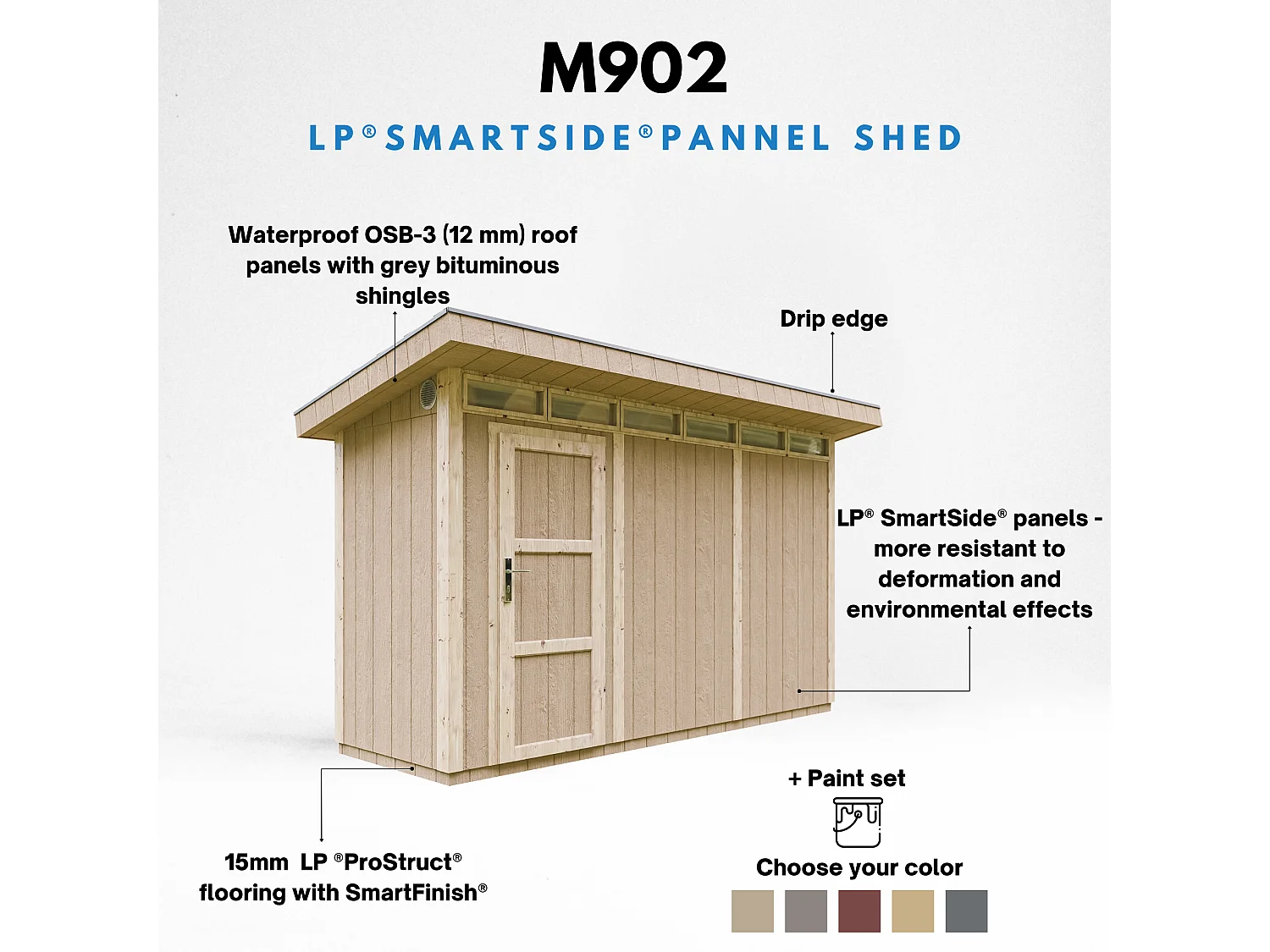 Abri de Jardin Qualité Premium 4m² /L161xL412xH239 cm - Timbela M902-TUNDRA GREY