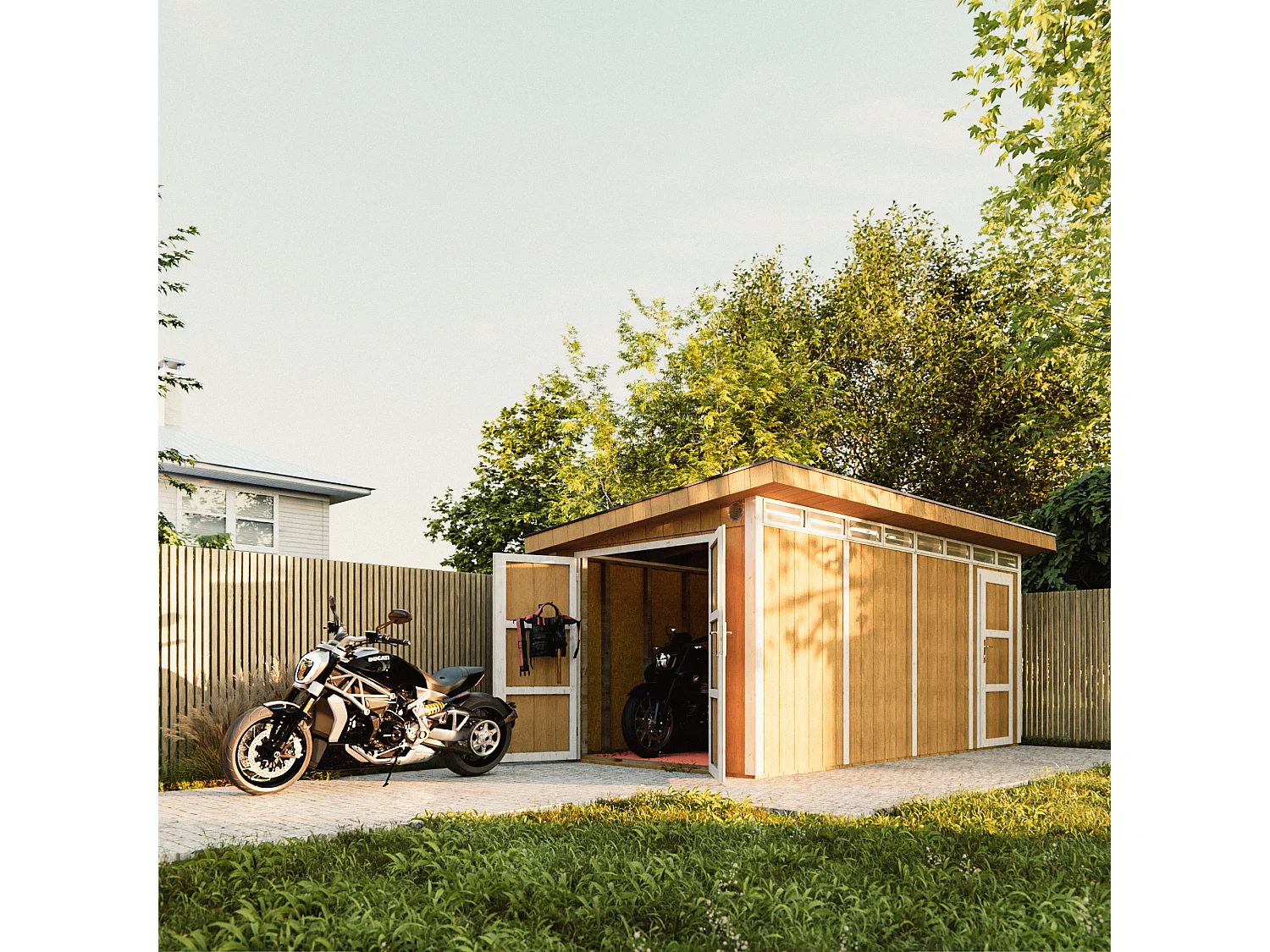 Abri de jardin qualité premium - 8.52+2.95 m² - cabane de jardin exterieur cabane de jardin exterieur - garage moto exterieur - M905C-CAVERN STEEL